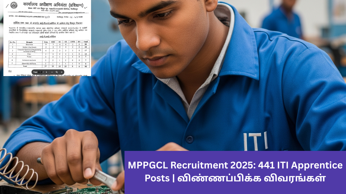 MPPGCL Recruitment 2025: 441 ITI Apprentice Posts | விண்ணப்பிக்க விவரங்கள்